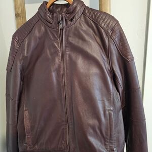Emanuel Ungaro Dark Brown Leather Bomber Jacket